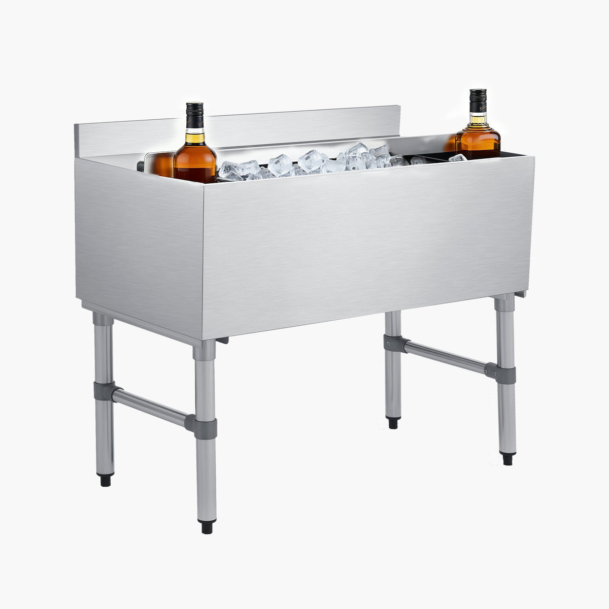 VEVOR Commercial Ice Bin, 100.7 Qt Max Capacity, 36 x 19 x 33 Inch Stainless Steel Ice Chest with Sliding Lid and Bottle Holders, Cooler Cart Cocktail Unit for Bar Restaurant Pub, NSF Certified - DBCBX33INCH1QHGUY001V0 - view 1