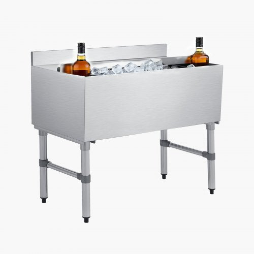 VEVOR Commercial Ice Bin, 100.7 Qt Max Capacity, 36 x 19 x 33 Inch Stainless Steel Ice Chest with Sliding Lid and Bottle Holders, Cooler Cart Cocktail Unit for Bar Restaurant Pub, NSF Certified - DBCBX33INCH1QHGUY001V0 - view 2