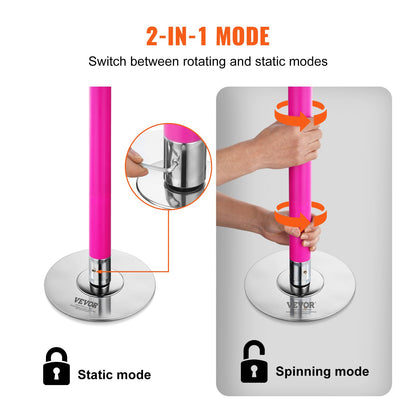 VEVOR Professional Dancing Pole, Spinning Static Dancing Pole Kit, Portable Removable Pole, 40mm Heavy-Duty Stainless Steel Pole, Height Adjustable Fitness Pole, for Exercise Home Club Gym, Pink - DBDJZXFS8810WWLHZV0 - view 4