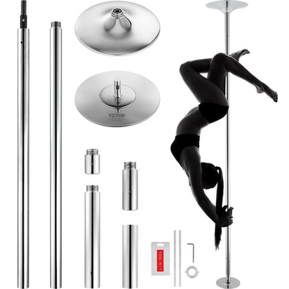 VEVOR Professional Dancing Pole, Spinning Static Dancing Pole Kit, Portable Removable Pole, 45mm Heavy-Duty Stainless Steel Pole, Height Adjustable Fitness Pole, for Exercise Home Club Gym, Silver - DBDJZXYS8810VZHHKV0 - view 1