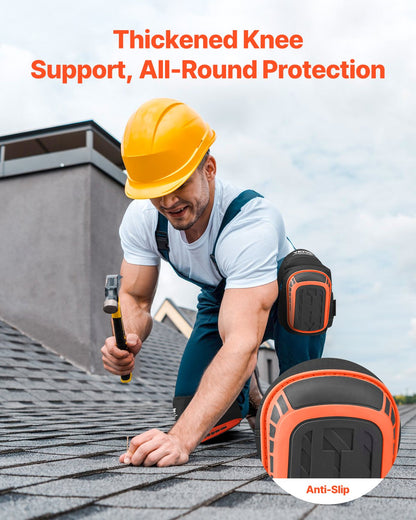 VEVOR Knee Pads for Work, Extended Heavy Duty Construction Knee Pads with 2 Extension Straps, Anti-slip Foam Gel Knee Pads, Men & Women, for Gardening Flooring Roofing and Cleaning, Black and Orange - DBHXHSCSJZKH76BTFV0 - view 4
