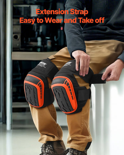 VEVOR Knee Pads for Work, Extended Heavy Duty Construction Knee Pads with 2 Extension Straps, Anti-slip Foam Gel Knee Pads, Men & Women, for Gardening Flooring Roofing and Cleaning, Black and Orange - DBHXHSCSJZKH76BTFV0 - view 7