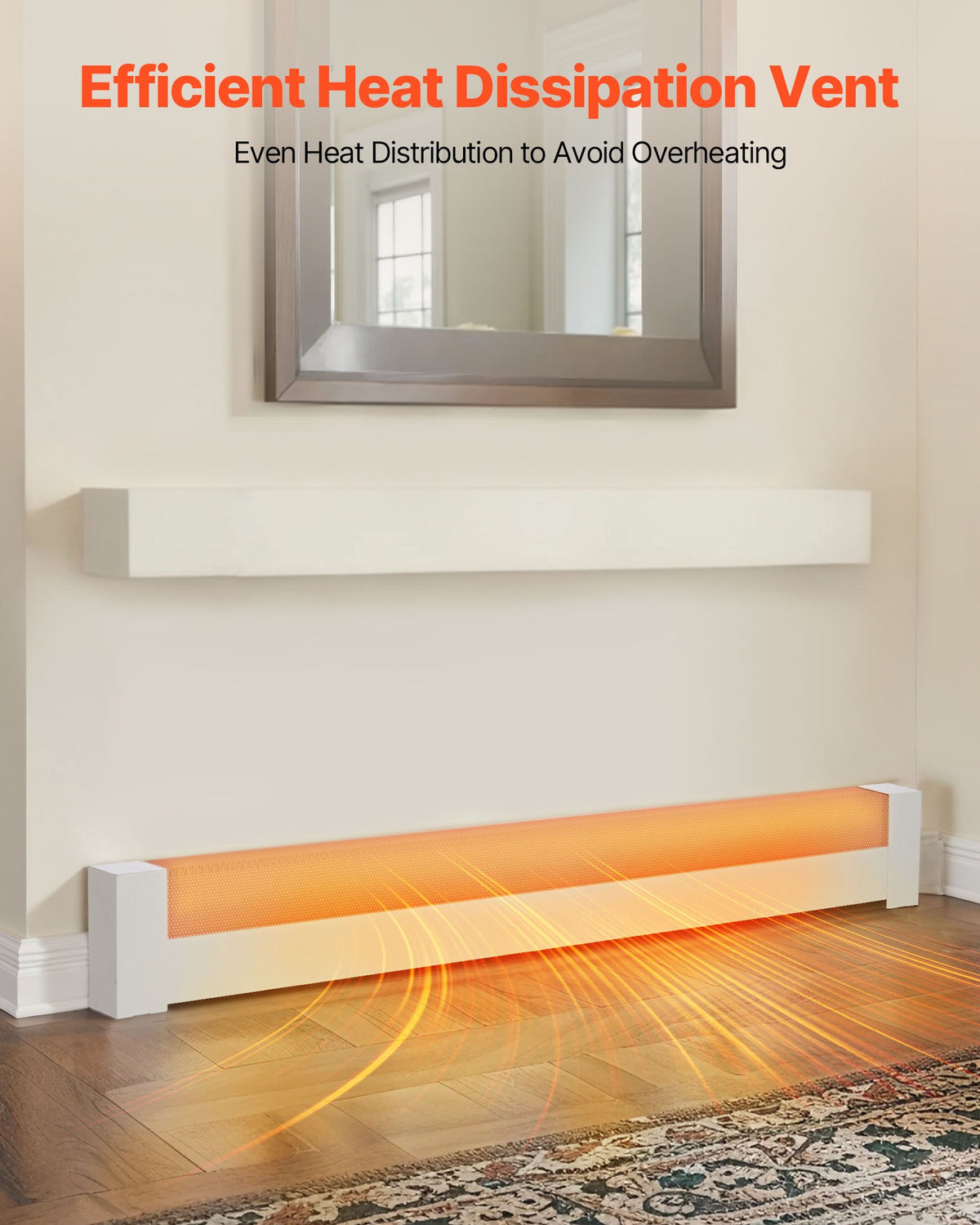 VEVOR Baseboard Heater Covers, Basic Series 5 ft Standard Electric Heating Unit Front Cover for Home Improvement, Heavy-duty Steel, Easy Installation for Bedroom Replacing Old Cover, White - DBJRQGTHJBAS5QVLW001V0 - view 5