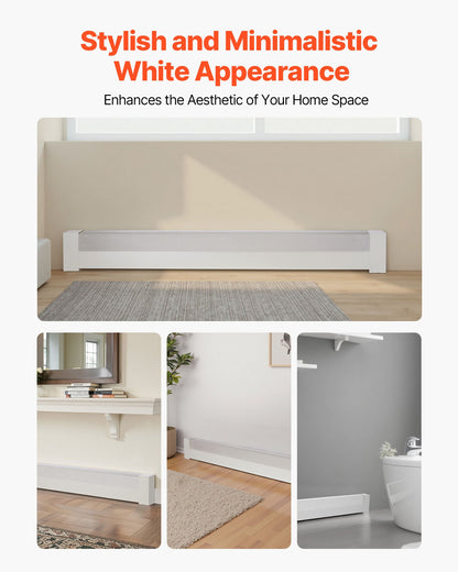 VEVOR Baseboard Heater Covers, Basic Series 5 ft Standard Electric Heating Unit Front Cover for Home Improvement, Heavy-duty Steel, Easy Installation for Bedroom Replacing Old Cover, White - DBJRQGTHJBAS5QVLW001V0 - view 7