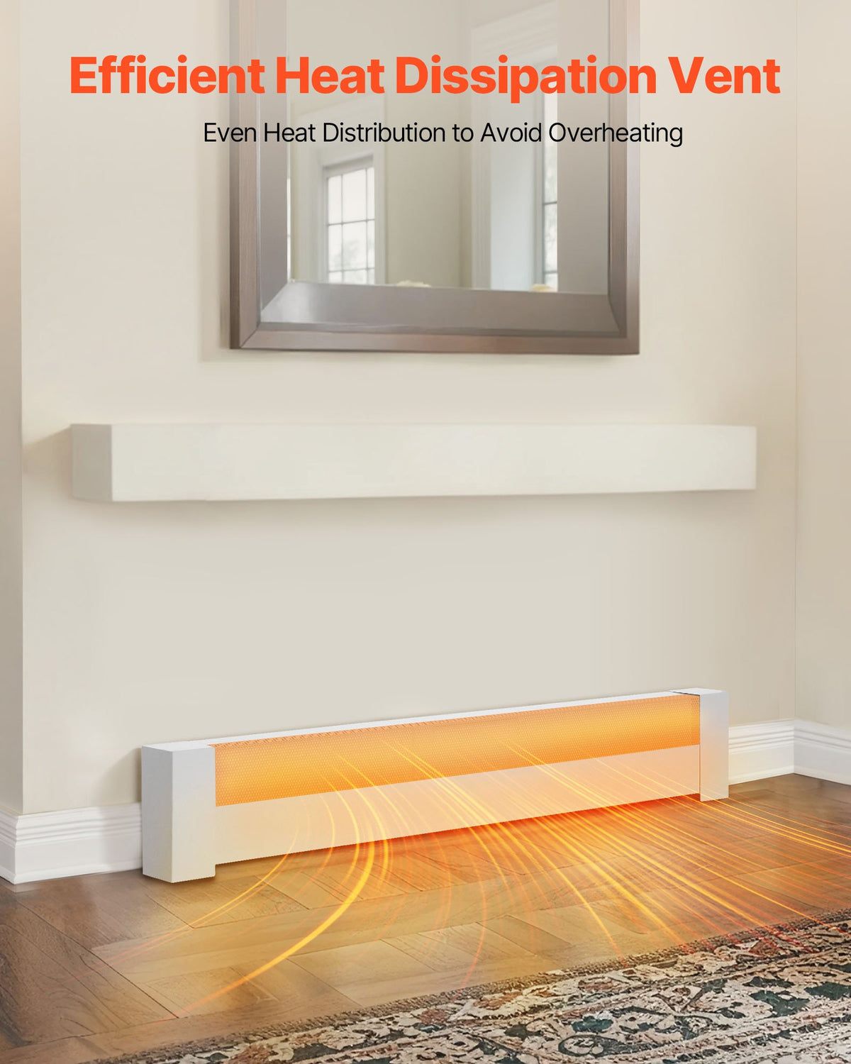 VEVOR Baseboard Heater Covers, Basic Series 4 ft Standard Electric Heating Unit Front Cover for Home Improvement, Heavy-duty Steel, Easy Installation for Bedroom Replacing Old Cover, White - DBJRQGTHJBAS9ZWO4001V0 - view 5