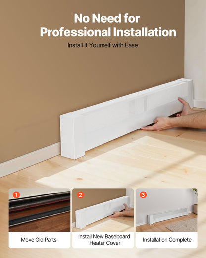 VEVOR Baseboard Heater Covers, Basic Series 4 ft Standard Electric Heating Unit Front Cover for Home Improvement, Heavy-duty Steel, Easy Installation for Bedroom Replacing Old Cover, White - DBJRQGTHJBAS9ZWO4001V0 - view 6