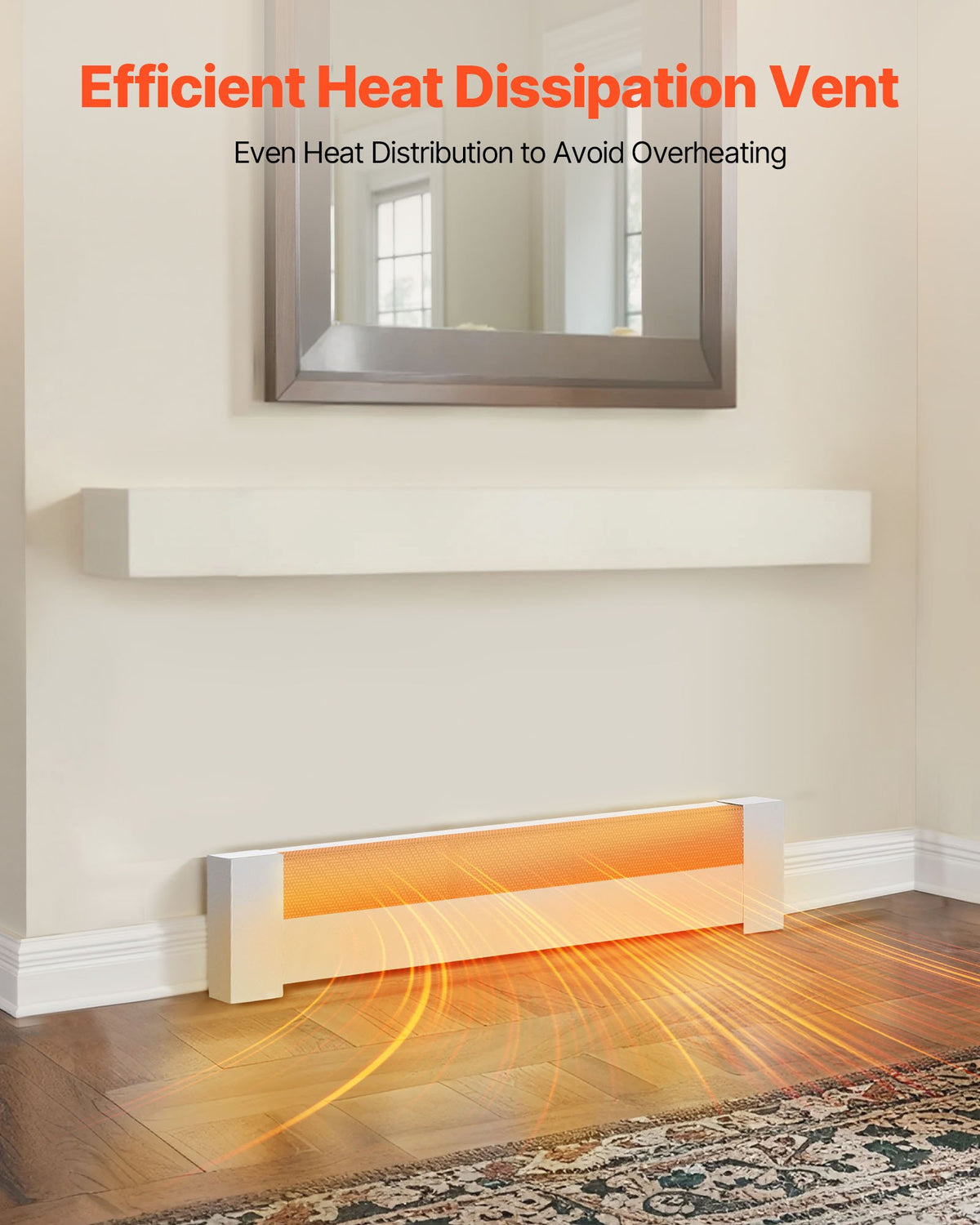 VEVOR Baseboard Heater Covers, Basic Series 3 ft Standard Electric Heating Unit Front Cover for Home Improvement, Heavy-duty Steel, Easy Installation for Bedroom Replacing Old Cover, White - DBJRQGTHJBASCF4NR001V0 - view 5