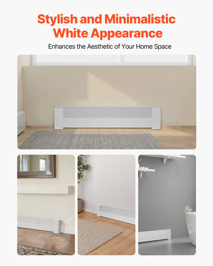 VEVOR Baseboard Heater Covers, Basic Series 3 ft Standard Electric Heating Unit Front Cover for Home Improvement, Heavy-duty Steel, Easy Installation for Bedroom Replacing Old Cover, White - DBJRQGTHJBASCF4NR001V0 - view 7