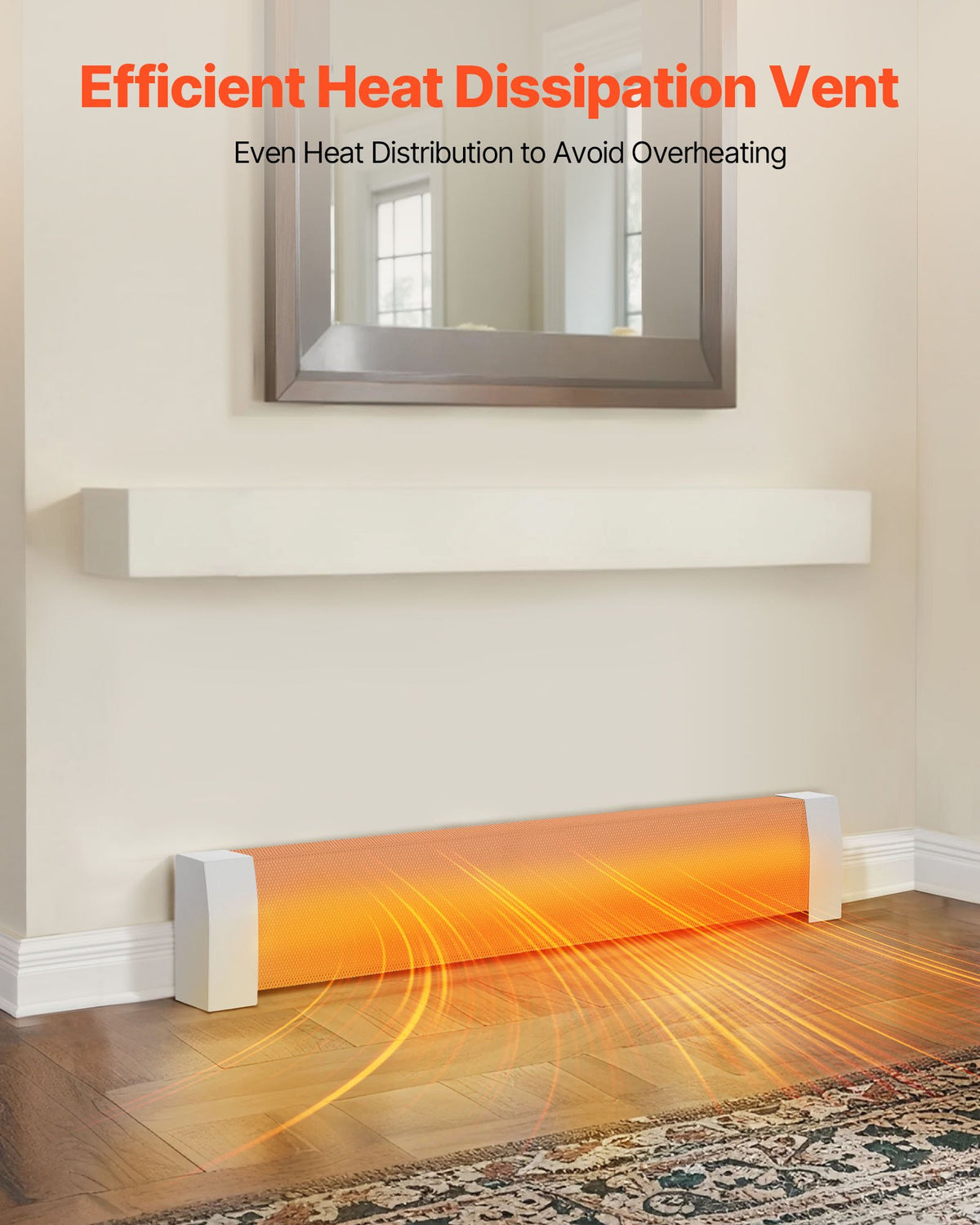 VEVOR Baseboard Heater Covers, Premium Series 4 ft Standard Electric Heating Unit Front Cover for Home Improvement, Heavy-duty Steel, Easy Installation for Bedroom Replacing Old Cover, White - DBJRQGTHJPRE86YO0001V0 - view 5