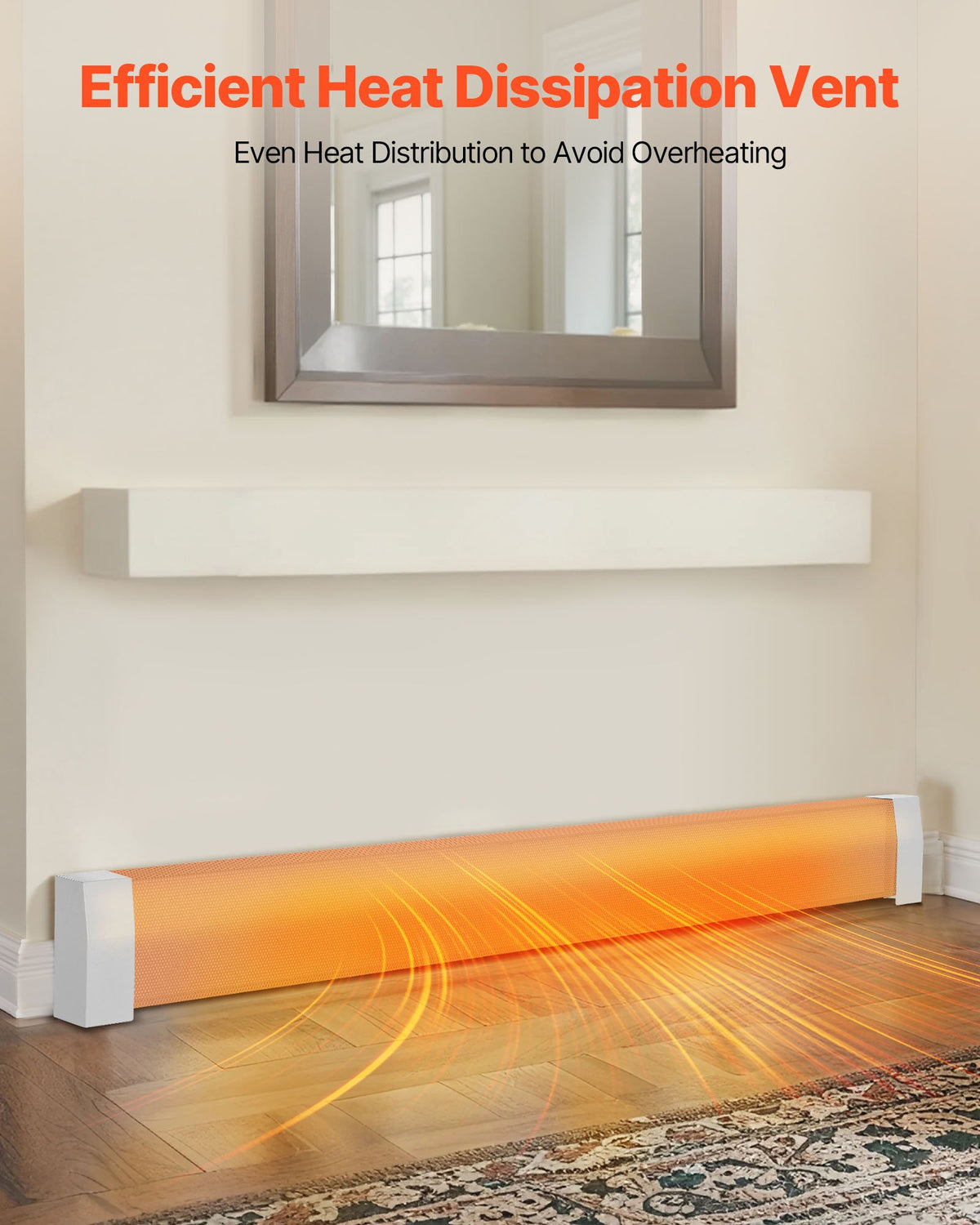 VEVOR Baseboard Heater Covers, Premium Series 6 ft Standard Electric Heating Unit Front Cover for Home Improvement, Heavy-duty Steel, Easy Installation for Bedroom Replacing Old Cover, White - DBJRQGTHJPREWY9CQ001V0 - view 5