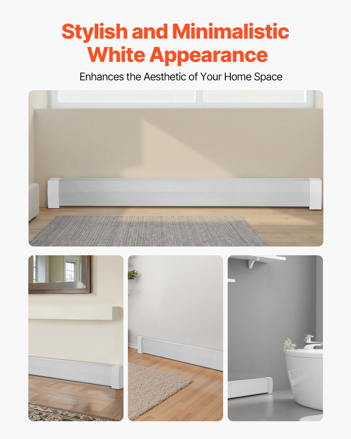 VEVOR Baseboard Heater Covers, Premium Series 6 ft Standard Electric Heating Unit Front Cover for Home Improvement, Heavy-duty Steel, Easy Installation for Bedroom Replacing Old Cover, White - DBJRQGTHJPREWY9CQ001V0 - view 7