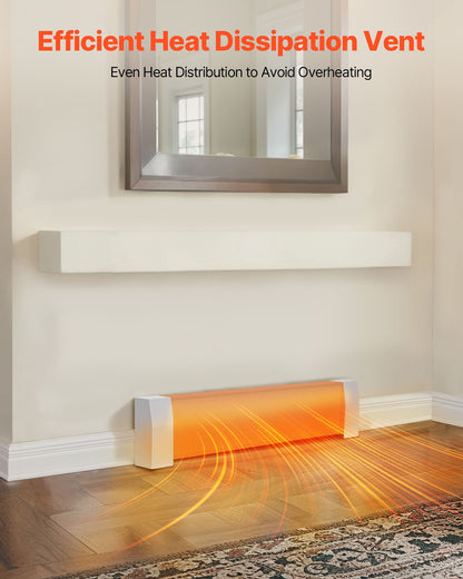 VEVOR Baseboard Heater Covers, Premium Series 3 ft Standard Electric Heating Unit Front Cover for Home Improvement, Heavy-duty Steel, Easy Installation for Bedroom Replacing Old Cover, White - DBJRQGTHJPREZ3PSI001V0 - view 5