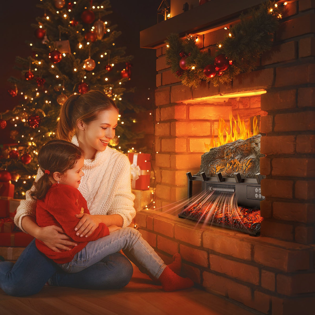VEVOR Electric Fireplace Log, 23 inch Fireplace Insert Log Heater, with Crackling Sound,Remote Controller, 5 Adjustable Flame Brightness, Timer, Overheat Protection, Thermostat, for Home Decor Black - DBLYM23YC1506KI24001V1 - view 9