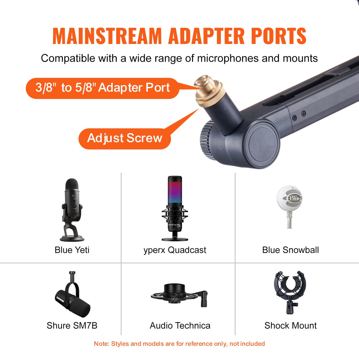 VEVOR Microphone Boom Arm with Desk Mount, 360° Rotatable, Adjustable Mic Stand with 3/8" to 5/8" Adapter Port, for Recording Blue Yeti Hyperx Quadcast Blue Snowball Shure SM7B Audio Technica - DBMKFZJ2KGBDTOC7DV0 - view 6
