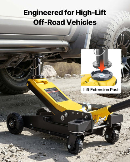 VEVOR Floor Jack, 3 Ton (6614 lbs) Capacity, Aluminum & Steel Racing Floor Jack with Dual Pistons Quick Lift Pump & Extension Post, Hydraulic Trolley Car Lift for SUV Pickup, Lifting Range 5.9"-29.3" - DBQJDLT3TSGBVH6KL001V0 - view 3