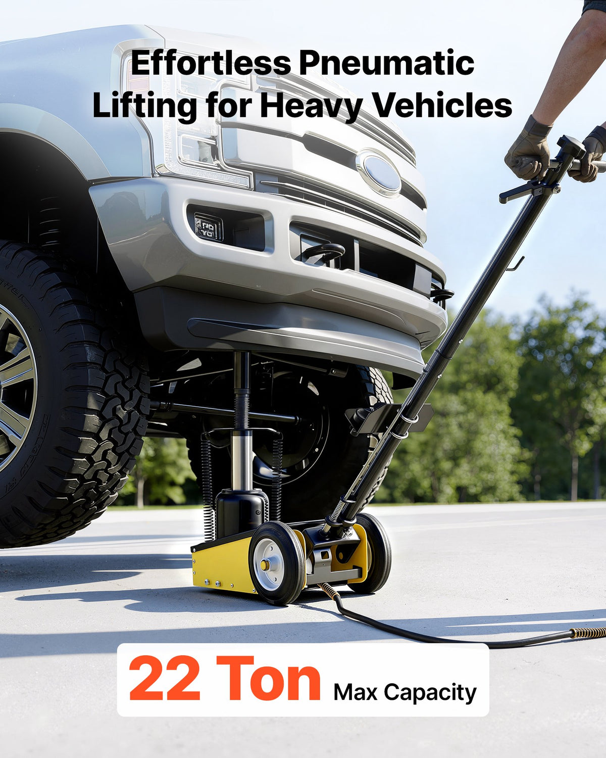 VEVOR Floor Jack, 22 Ton (48501 lbs) Capacity, Steel Racing Floor Jack with Single Piston Quick Lift Pump & Extension Posts, Air Hydraulic Trolley Car Lift for SUVs, Pickups, Lifting Range 10.4"-21.3" - DBQJDTZ22TDGEHCG6001V0 - view 3