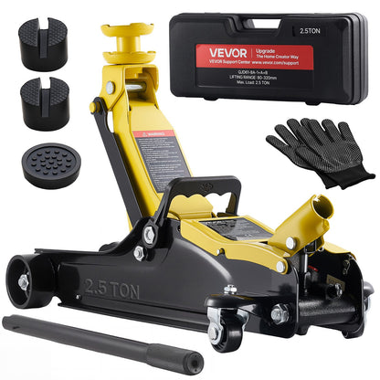 VEVOR Low Profile Floor Jack, 2.5 Ton (5512 lbs) Capacity, Steel Racing Floor Jack with Single Piston Quick Lift Pump & SUV Adapters, Hydraulic Trolley Car Lift for Sedans, Lifting Range 3.3"-13.8" - DBQJDTZ25TDGUXBVX001V0 - view 1