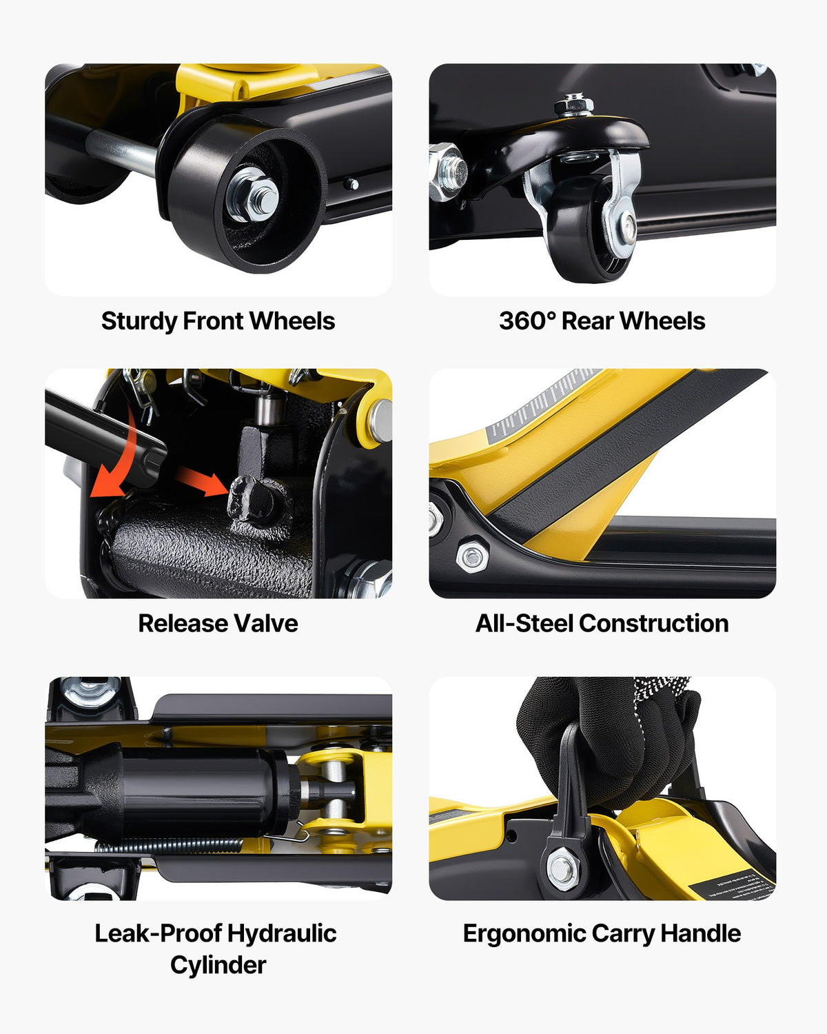 VEVOR Low Profile Floor Jack, 2.5 Ton (5512 lbs) Capacity, Steel Racing Floor Jack with Single Piston Quick Lift Pump & SUV Adapters, Hydraulic Trolley Car Lift for Sedans, Lifting Range 3.3"-13.8" - DBQJDTZ25TDGUXBVX001V0 - view 8