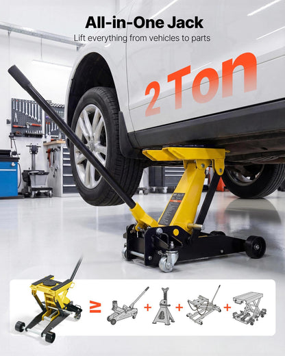 VEVOR Low Profile Floor Jack, 2 Ton (4409 lbs) Capacity, Steel Racing Floor Jack with Single Piston Quick Lift Pump, Hydraulic Trolley Car Lift for Cars, Motorcycles, ATVs, Lifting Range 5.7"-17" - DBQJDTZ2TDGBU9ZCE001V0 - view 3