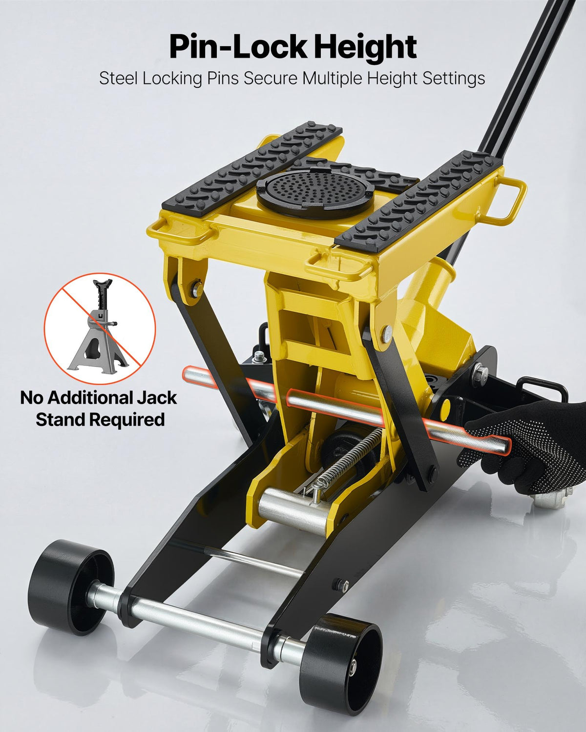 VEVOR Low Profile Floor Jack, 2 Ton (4409 lbs) Capacity, Steel Racing Floor Jack with Single Piston Quick Lift Pump, Hydraulic Trolley Car Lift for Cars, Motorcycles, ATVs, Lifting Range 5.7"-17" - DBQJDTZ2TDGBU9ZCE001V0 - view 6