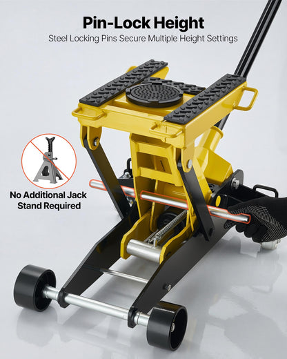 VEVOR Low Profile Floor Jack, 2 Ton (4409 lbs) Capacity, Steel Racing Floor Jack with Single Piston Quick Lift Pump, Hydraulic Trolley Car Lift for Cars, Motorcycles, ATVs, Lifting Range 5.7"-17" - DBQJDTZ2TDGBU9ZCE001V0 - view 6