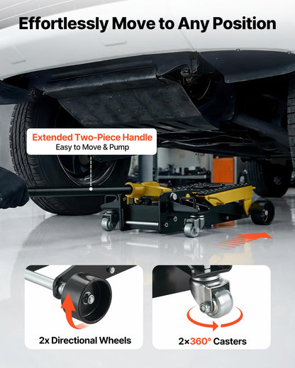 VEVOR Low Profile Floor Jack, 2 Ton (4409 lbs) Capacity, Steel Racing Floor Jack with Single Piston Quick Lift Pump, Hydraulic Trolley Car Lift for Cars, Motorcycles, ATVs, Lifting Range 5.7"-17" - DBQJDTZ2TDGBU9ZCE001V0 - view 7