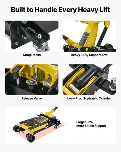 VEVOR Low Profile Floor Jack, 2 Ton (4409 lbs) Capacity, Steel Racing Floor Jack with Single Piston Quick Lift Pump, Hydraulic Trolley Car Lift for Cars, Motorcycles, ATVs, Lifting Range 5.7"-17" - DBQJDTZ2TDGBU9ZCE001V0 - view 8