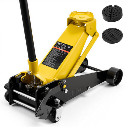 VEVOR Low Profile Floor Jack, 3 Ton (6614 lbs) Capacity, Steel Racing Floor Jack with Single Piston Quick Lift Pump & Foot Pedal, Hydraulic Trolley Car Lift for SUVs, Pickups, Lifting Range 5.1"-19.7" - DBQJDTZ3TDGBURLE2001V0 - view 1