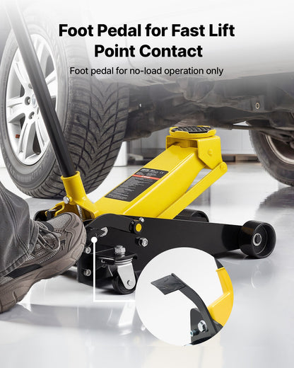 VEVOR Low Profile Floor Jack, 3 Ton (6614 lbs) Capacity, Steel Racing Floor Jack with Single Piston Quick Lift Pump & Foot Pedal, Hydraulic Trolley Car Lift for SUVs, Pickups, Lifting Range 5.1"-19.7" - DBQJDTZ3TDGBURLE2001V0 - view 3