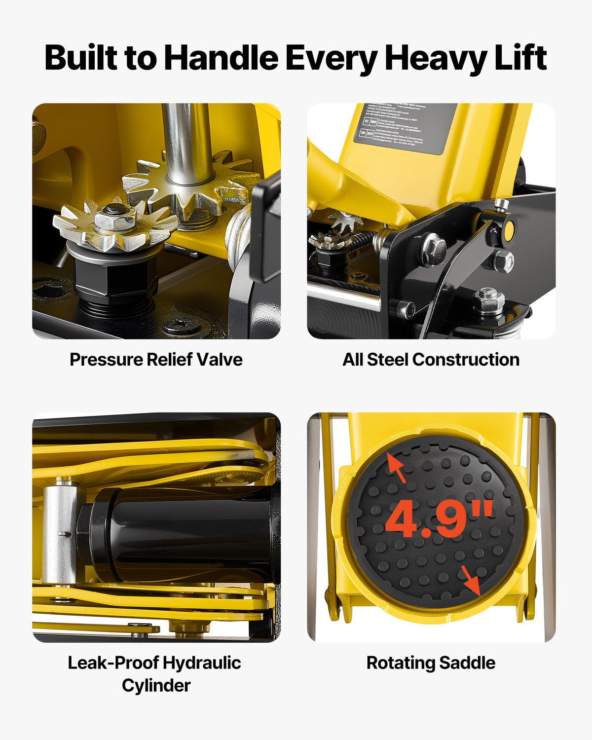 VEVOR Low Profile Floor Jack, 3 Ton (6614 lbs) Capacity, Steel Racing Floor Jack with Single Piston Quick Lift Pump & Foot Pedal, Hydraulic Trolley Car Lift for SUVs, Pickups, Lifting Range 5.1"-19.7" - DBQJDTZ3TDGBURLE2001V0 - view 8
