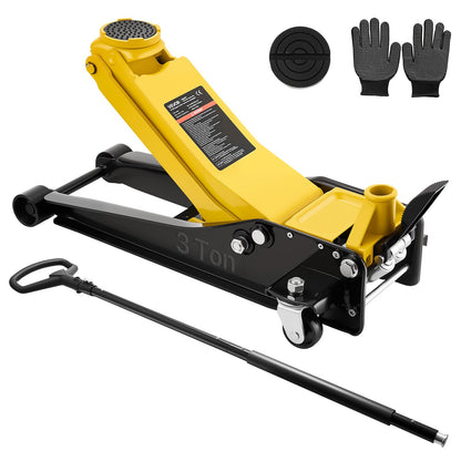 VEVOR Low Profile Floor Jack, 3 Ton (6614 lbs) Capacity, Steel Racing Floor Jack with Dual Pistons Quick Lift Pump & SUV Adapter, Hydraulic Trolley Car Lift for Sports Cars, Lifting Range 2.95"-19.7" - DBQJDTZ3TSGBPV5QX001V0 - view 1