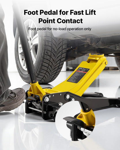 VEVOR Low Profile Floor Jack, 3 Ton (6614 lbs) Capacity, Steel Racing Floor Jack with Dual Pistons Quick Lift Pump & SUV Adapter, Hydraulic Trolley Car Lift for Sports Cars, Lifting Range 2.95"-19.7" - DBQJDTZ3TSGBPV5QX001V0 - view 3