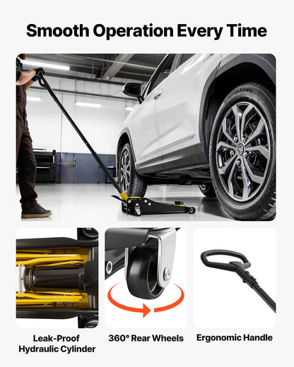VEVOR Low Profile Floor Jack, 3 Ton (6614 lbs) Capacity, Steel Racing Floor Jack with Dual Pistons Quick Lift Pump & SUV Adapter, Hydraulic Trolley Car Lift for Sports Cars, Lifting Range 2.95"-19.7" - DBQJDTZ3TSGBPV5QX001V0 - view 8