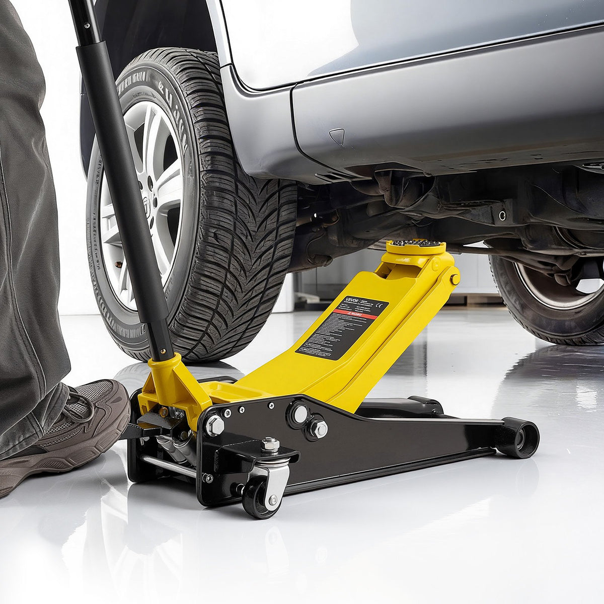 VEVOR Low Profile Floor Jack, 3 Ton (6614 lbs) Capacity, Steel Racing Floor Jack with Dual Pistons Quick Lift Pump & SUV Adapter, Hydraulic Trolley Car Lift for Sports Cars, Lifting Range 2.95"-19.7" - DBQJDTZ3TSGBPV5QX001V0 - view 9