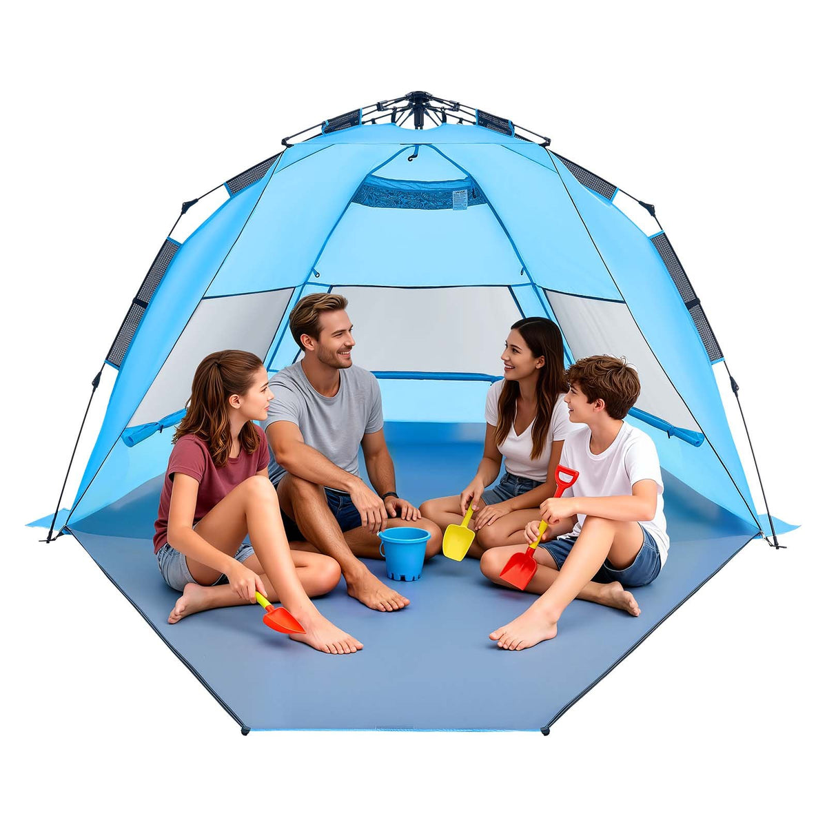 VEVOR Beach Tent Sun Shelter for 4 Person, Pop Up Beach Tent UPF 50+ Protection, Portable Sun Shade Canopy with Carrying Bag and Sand Pockets, Easy Setup Umbrella for Camping Fishing Outdoor Picnic - DBSSHTZPDBKS6YHGS001V0 - view 1