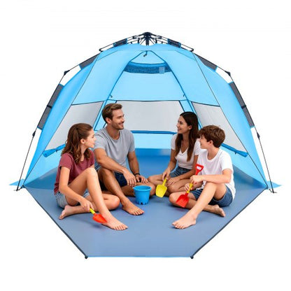 VEVOR Beach Tent Sun Shelter for 4 Person, Pop Up Beach Tent UPF 50+ Protection, Portable Sun Shade Canopy with Carrying Bag and Sand Pockets, Easy Setup Umbrella for Camping Fishing Outdoor Picnic - DBSSHTZPDBKS6YHGS001V0 - view 2