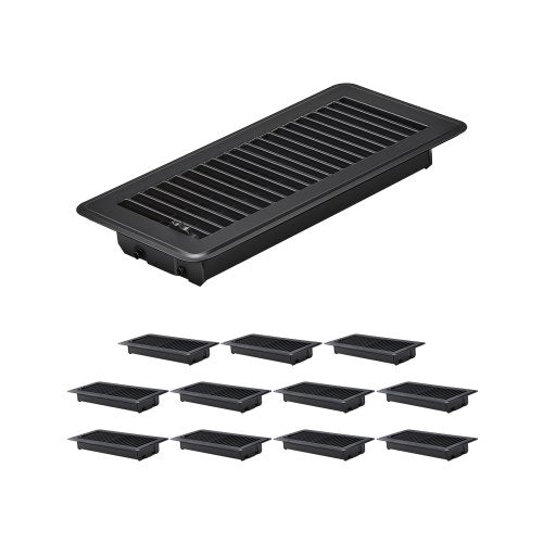VEVOR 4 x 10 Inch Floor Registers, 12-Pack Vent Grilles, HAVC Heavy-Duty Walkable Iron Floor Vents, Easily Adjustable Rust-Proof Air Vents Deflector with Metal Damper, Ideal for Home & Office, Black - DBTFKHST12JTCNLQ2V0 - view 2
