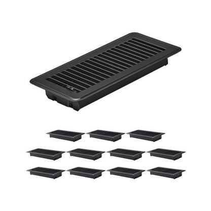 VEVOR 4 x 10 Inch Floor Registers, 12-Pack Vent Grilles, HAVC Heavy-Duty Walkable Iron Floor Vents, Easily Adjustable Rust-Proof Air Vents Deflector with Metal Damper, Ideal for Home & Office, Black - DBTFKHST12JTCNLQ2V0 - view 2