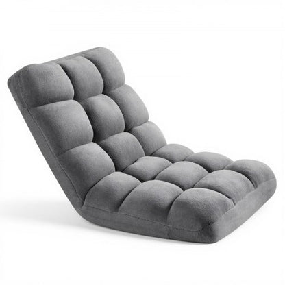 VEVOR Floor Chair, 14 Adjustable Positions Folding Floor Gaming Chair with Back Support, Sturdy Metal Frame with Recycled Foam and Coral Fleece Surface, Multifunctional for Reading, Relaxing, Gray - DBYHSCGKWFS0FTRYG001V0 - view 2