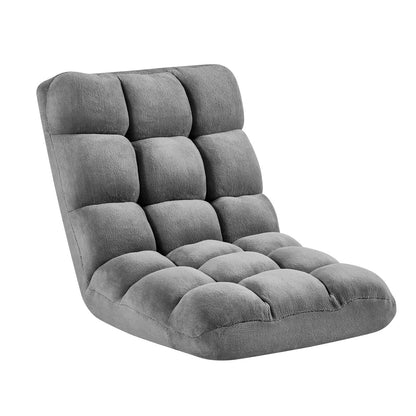 VEVOR Floor Chair, 14 Adjustable Positions Folding Floor Gaming Chair with Back Support, Sturdy Metal Frame with Recycled Foam and Coral Fleece Surface, Multifunctional for Reading, Relaxing, Gray - DBYHSCGKWFS0FTRYG001V0 - view 10
