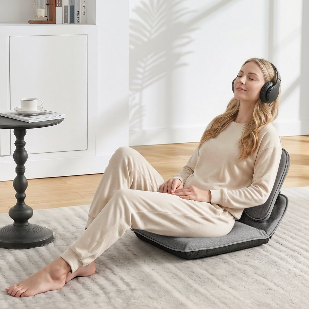 VEVOR Floor Chair, 5 Adjustable Positions Folding Floor Gaming Chair with Ergonomic Back Support, Sturdy Metal Frame with Recycled Foam and Linen Fabric, Multifunctional for Reading, Relaxing, Gray - DBYHSRJGXKWFXL4N4001V0 - view 9