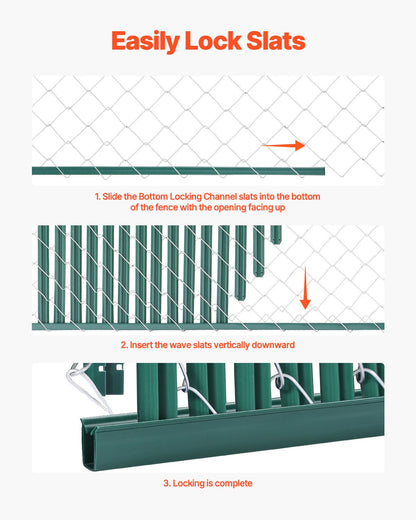 VEVOR Bottom Locking Privacy Slats, Single-Wall Vertical Bottom-Locking Slats for Chain-Link Fence, High-Density HDPE Chain Link Slats Ideally Fit 5' High Fence for Garden, Farm, Sports Field(Green) - DBYSBTDBPE5FG3HV0V0 - view 7