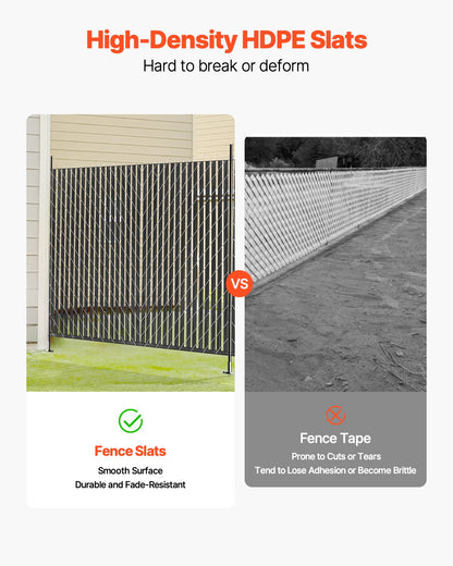 VEVOR Bottom Locking Privacy Slats, Single-Wall Vertical Bottom-Locking Slats for Chain-Link Fence, High-Density HDPE Chain Link Slats Ideally Fit 6' High Fence for Garden, Farm, Sports Field(Black) - DBYSBTDBPE6FQ52L1V0 - view 4