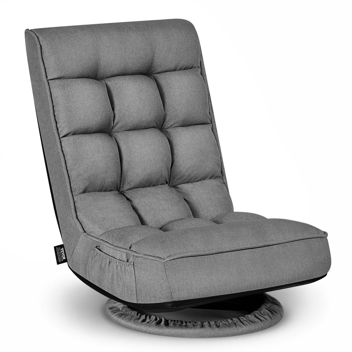 VEVOR Swivel Floor Gaming Chair, 360-Degree Rotating Floor Chair with 4 Adjustable Position Folding Backrest, Metal Frame with Recycled Foam and Linen Fabric, for Watching TV, Reading, Relaxing, Gray - DBYSHSXZKWFS3II79001V0 - view 1