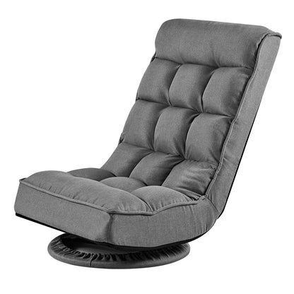 VEVOR Swivel Floor Gaming Chair, 360-Degree Rotating Floor Chair with 4 Adjustable Position Folding Backrest, Metal Frame with Recycled Foam and Linen Fabric, for Watching TV, Reading, Relaxing, Gray - DBYSHSXZKWFS3II79001V0 - view 10