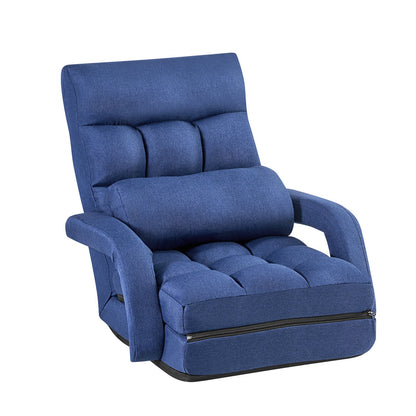 VEVOR Floor Chair, 5 Adjustable Positions Folding Floor Gaming Chair with Back Support, Armrests, and Cushion, Sturdy Metal Frame with Recycled Foam and Linen Fabric, for Reading, Relaxing, Dark Blue - DBYSLSZDCKYFD7Z3R001V0 - view 10