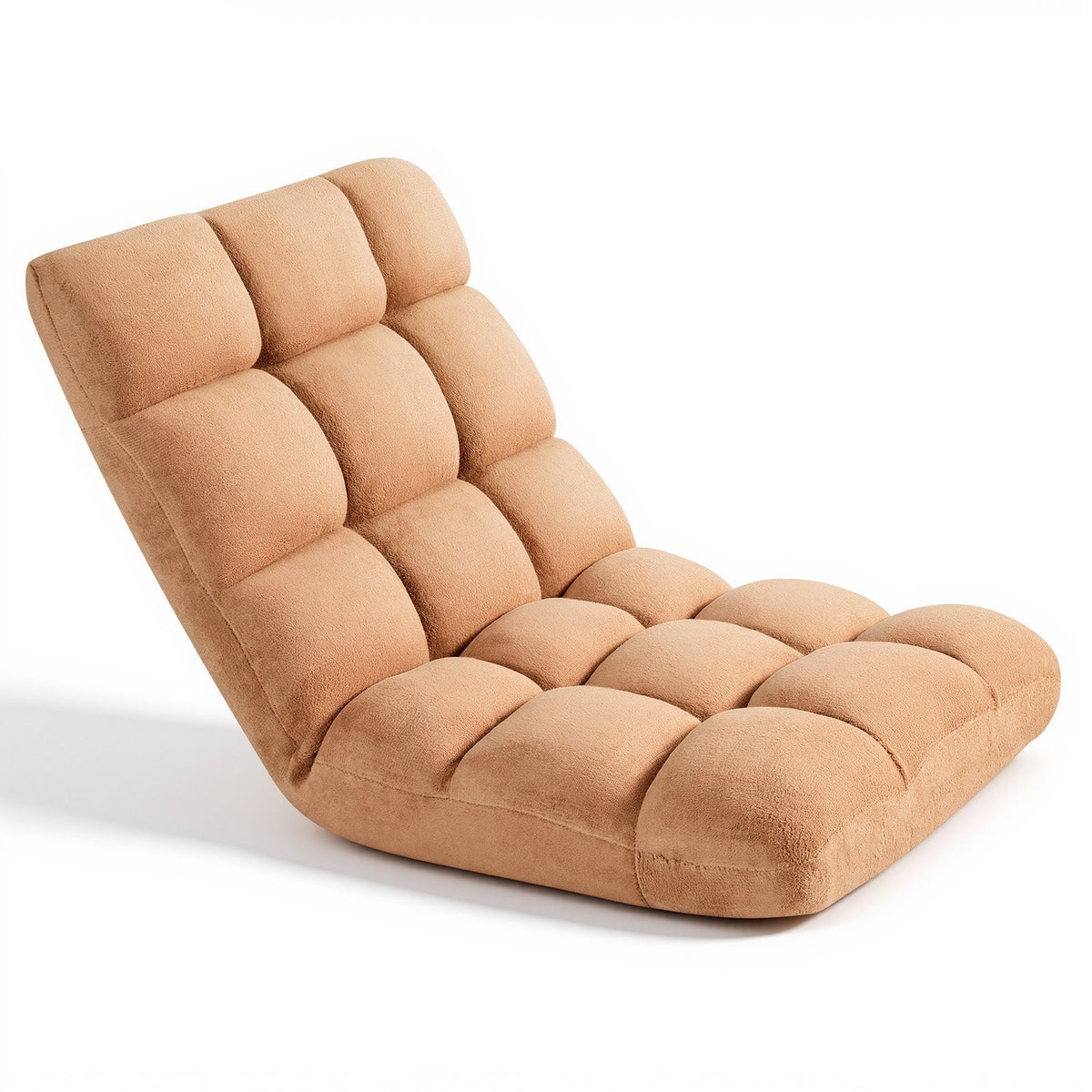VEVOR Floor Chair, 14 Adjustable Positions Folding Floor Gaming Chair with Back Support, Sturdy Metal Frame with Recycled Foam and Coral Fleece Surface, Multifunctional for Reading, Relaxing, Brown - DBYSZSCGKWFSGJ0R7001V0 - view 1