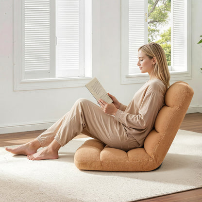 VEVOR Floor Chair, 14 Adjustable Positions Folding Floor Gaming Chair with Back Support, Sturdy Metal Frame with Recycled Foam and Coral Fleece Surface, Multifunctional for Reading, Relaxing, Brown - DBYSZSCGKWFSGJ0R7001V0 - view 9