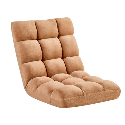 VEVOR Floor Chair, 14 Adjustable Positions Folding Floor Gaming Chair with Back Support, Sturdy Metal Frame with Recycled Foam and Coral Fleece Surface, Multifunctional for Reading, Relaxing, Brown - DBYSZSCGKWFSGJ0R7001V0 - view 10
