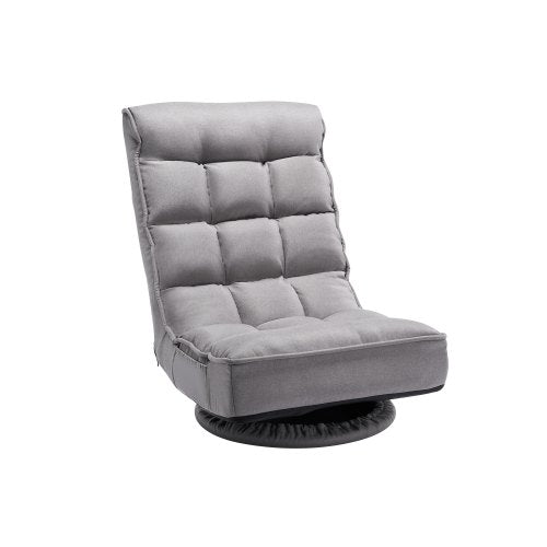 VEVOR Swivel Floor Gaming Chair, 360-Degree Rotating Floor Chair with 4 Adjustable Position Folding Backrest and Lumbar Support, Folding Video Reclining Sofa for Watching TV Reading Playing Game, Gray - DBYXZKWFS000O4SU9V0 - view 2